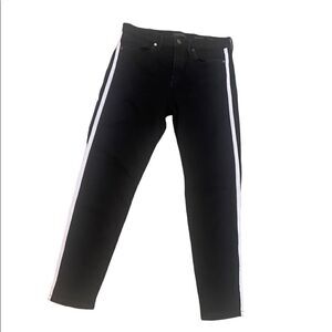 Banana republic premium black denim mid rise skinny white leg stripe size 29